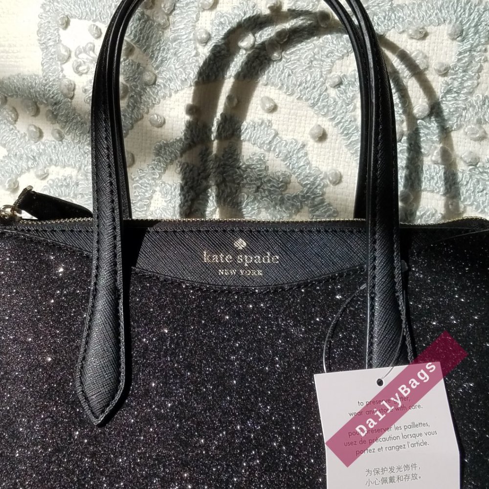 SHIMMY GLITTER IN BLACK SATCHEL KATE SPADE CROSSBODY SPARKLES IN THE SUN SMALL - Picture 5 of 12